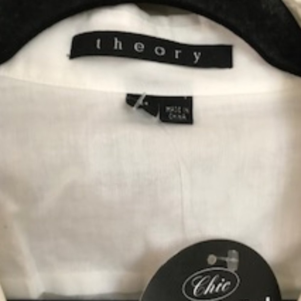 NWOT Theory 100% Cotton Sheer Blouse - Picture 7 of 8